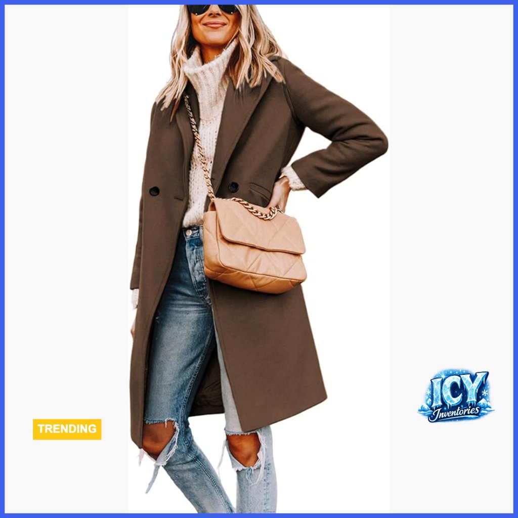 Winter Wool Blend Peacoat With Notch Lapel Slim Fit Overcoat